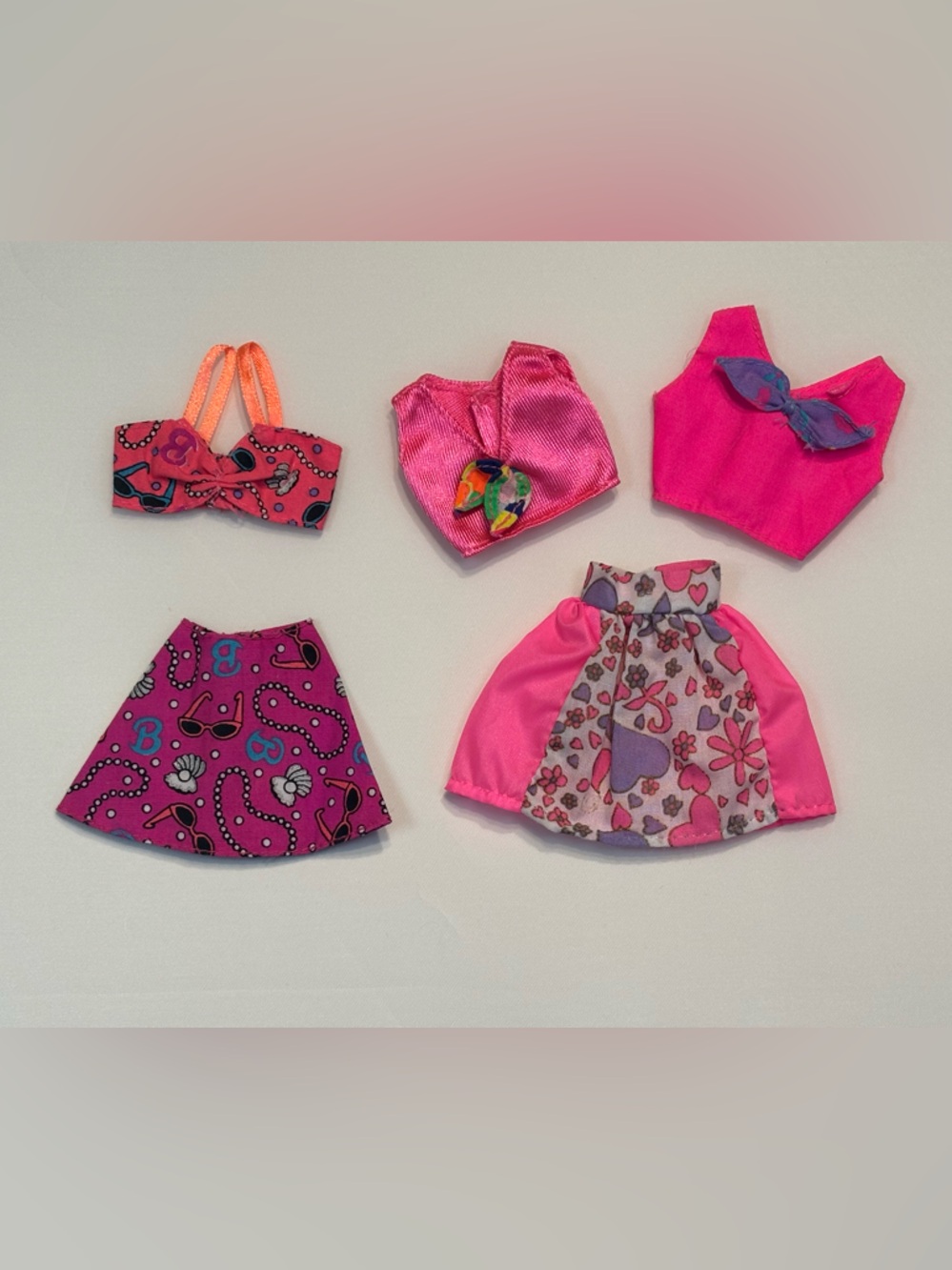 Barbie Hot Pink & Light Pink Doll Clothing Set with Patterned Skirts